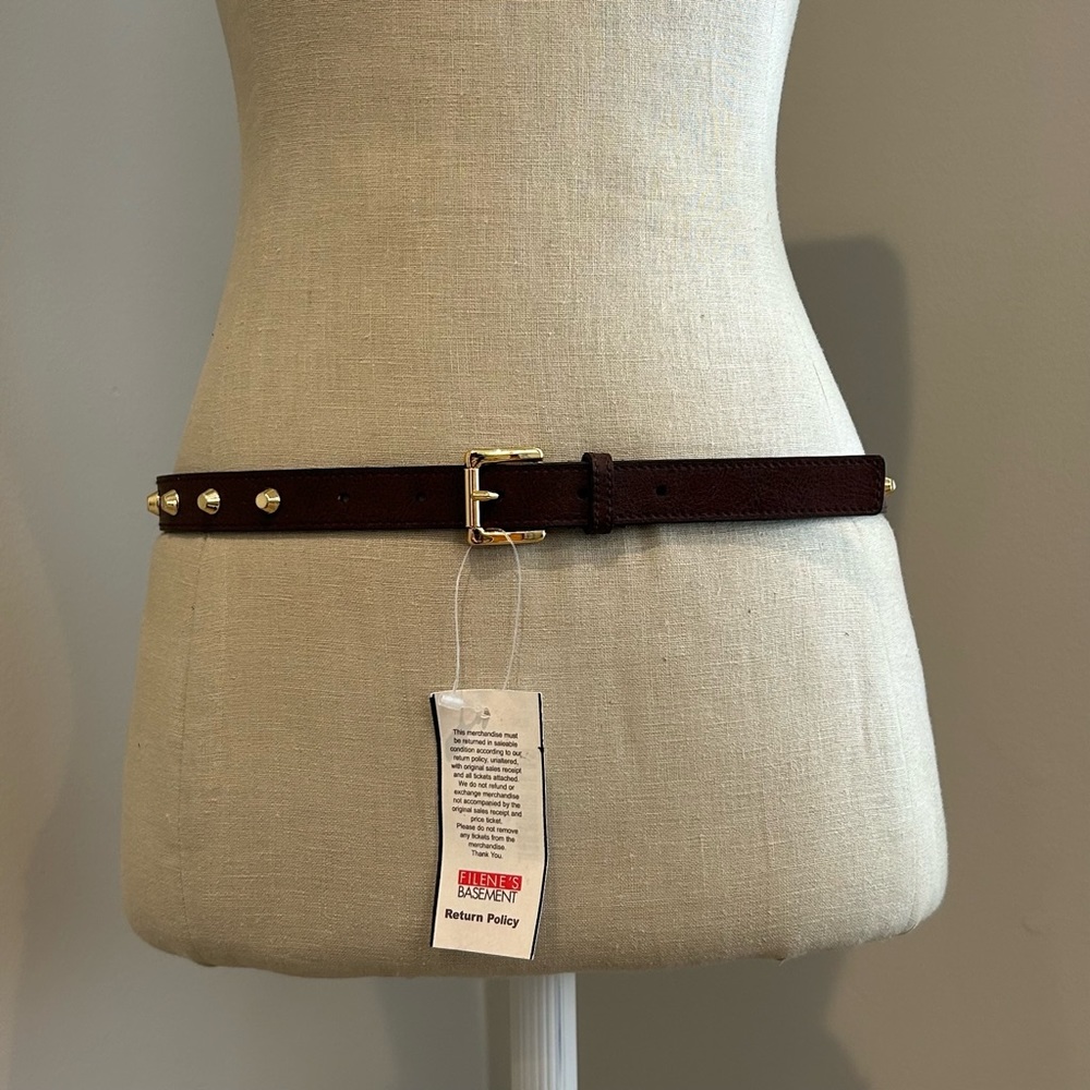 Michael Kors Brown Leather Gold Studded Belt